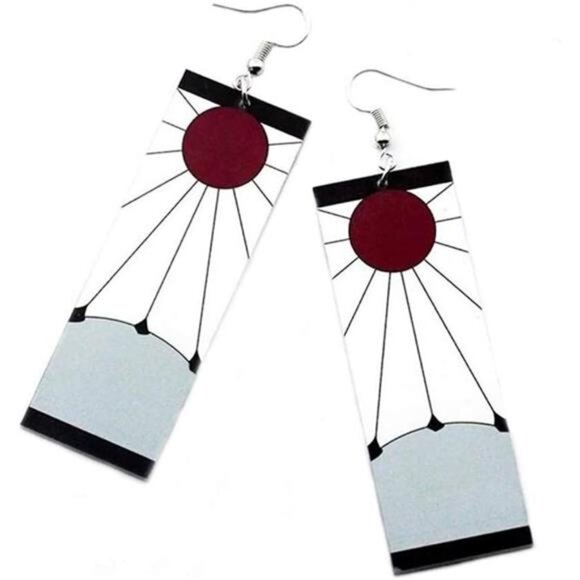 Demon Slayer Tanjiro Hanafuda Earrings - Kimetsu No Yaiba Anime Cosplay Jewelry - Picture 1 of 7